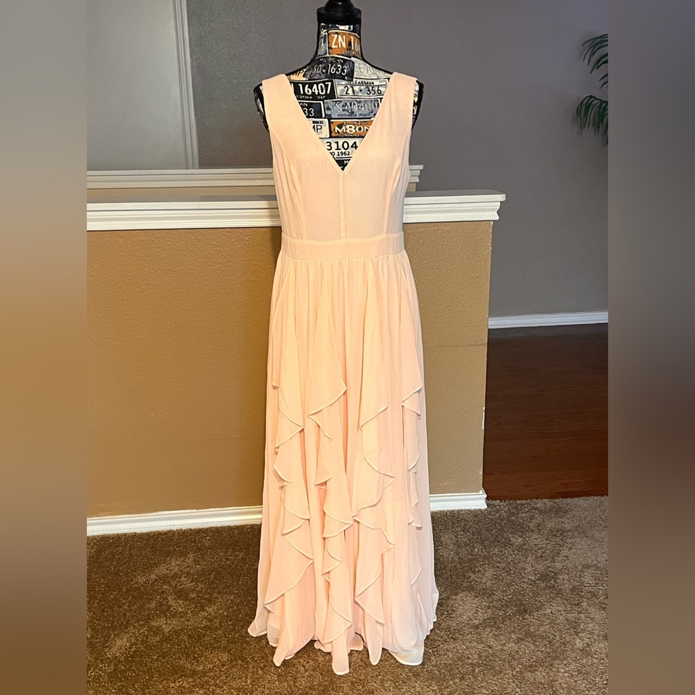 Lulu's Peach Ruffle Maxi Dress